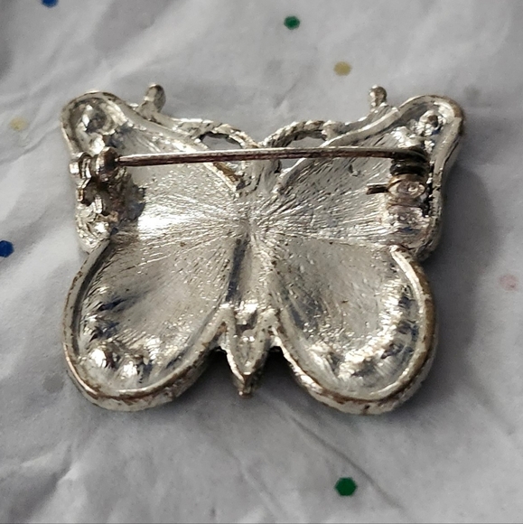 Beautiful Purple Enamel Rhinestone Butterfly Pin Brooch - Picture 3 of 3